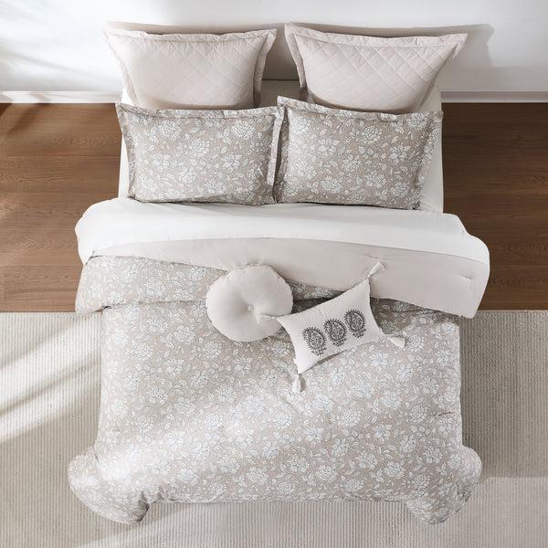 Lush Décor Zara Floral Block Cotton Comforter 8Pc Set