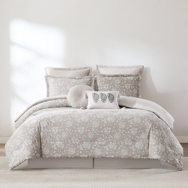 lush décor Zara Floral Block Cotton Comforter 8Pc Set