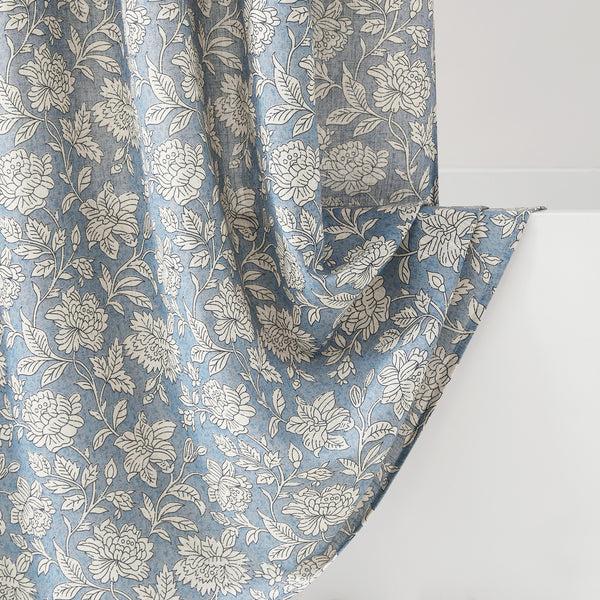 Lush Décor Zara Floral Block Linen Textured Shower Curtain