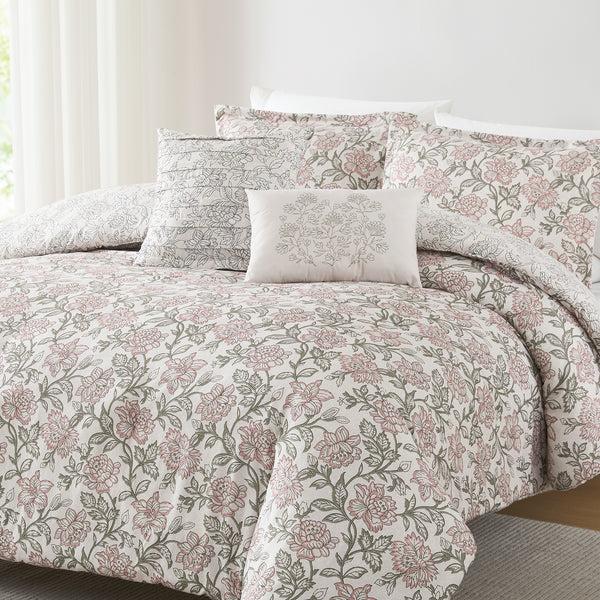 Lush Décor Zara Floral Block Reversible Comforter 5Pc Set