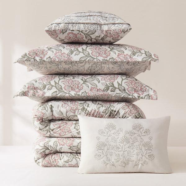 Lush Décor Zara Floral Block Reversible Comforter 5Pc Set