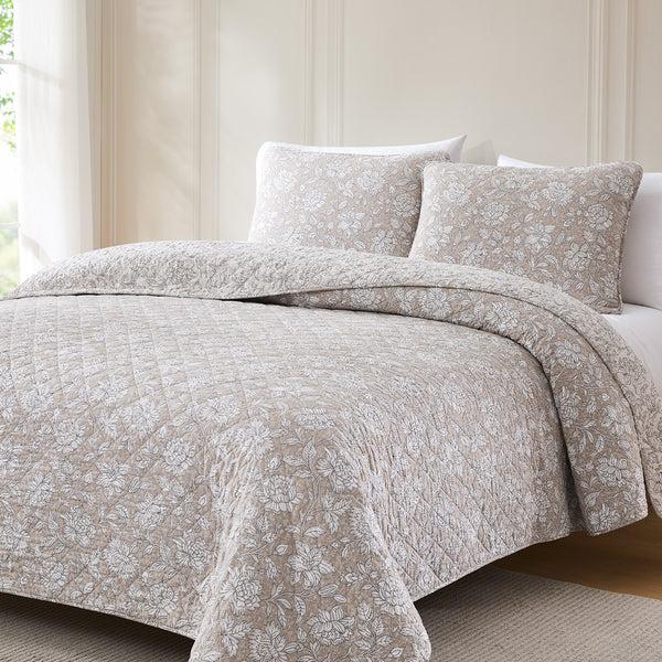 Lush Décor Zara Floral Block Reversible Cotton Quilt Set