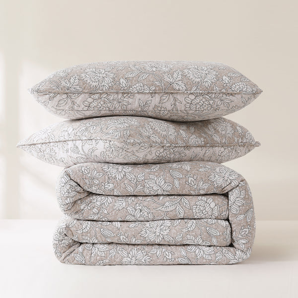 Lush Décor Zara Floral Block Reversible Cotton Quilt Set