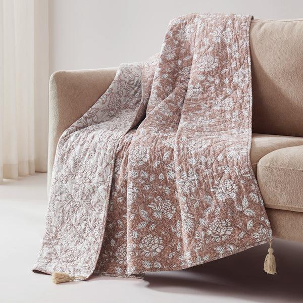 lush décor Zara Floral Block Reversible Cotton Throw Blanket