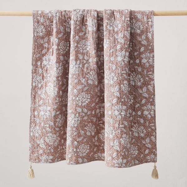 Lush Décor Zara Floral Block Reversible Cotton Throw Blanket