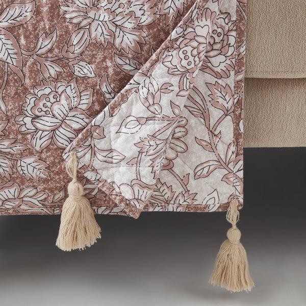 Lush Décor Zara Floral Block Reversible Cotton Throw Blanket