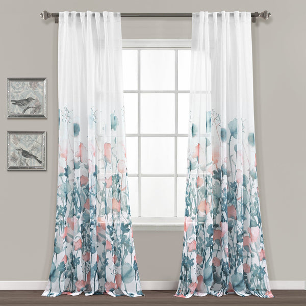 lush décor Zuri Flora Sheer Window Curtain Panel Set