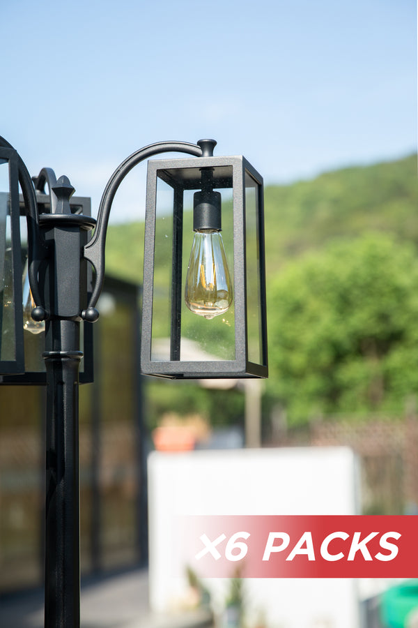 lutec 6 Packs Bundle of LUTEC-HIGH POST 3-Head Die-Cast Aluminum LED Outdoor Hard Wired Street Light (Head & Pole) Black