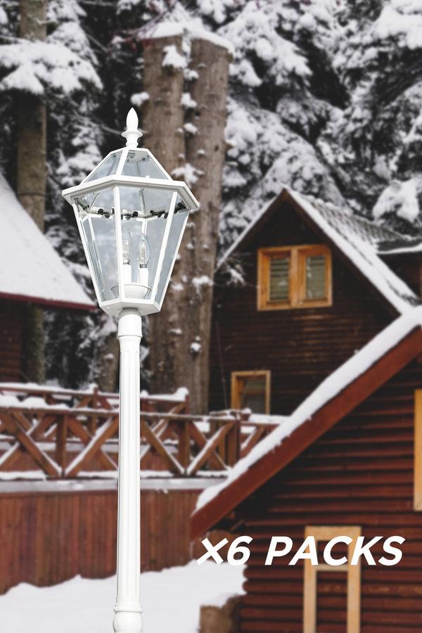 lutec 6 Packs LUTEC-Hardwired Single Head Die-Cast Aluminum LED Post Light (Head & Pole) 3 bulbs (Not included) White 6 packs