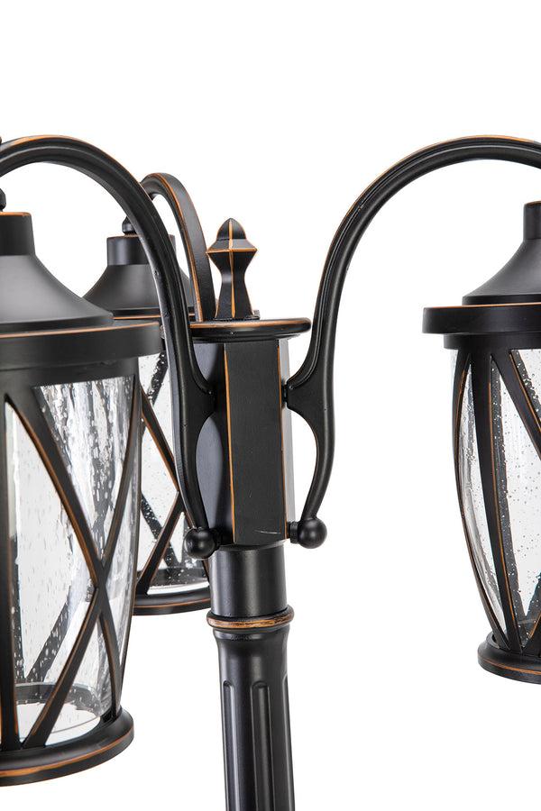 Lutec 6 Packs LUTEC-HIGH POST 3-Head Die-Cast Aluminum LED Outdoor Hard Wired Street Light (Head & Pole) Bronze 6 Packs