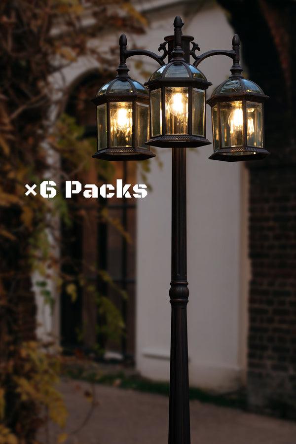 lutec 6 Packs LUTEC-HIGH POST 3-Head Die-Cast Aluminum LED Outdoor Hard Wired Street Light (Head & Pole) Bronze