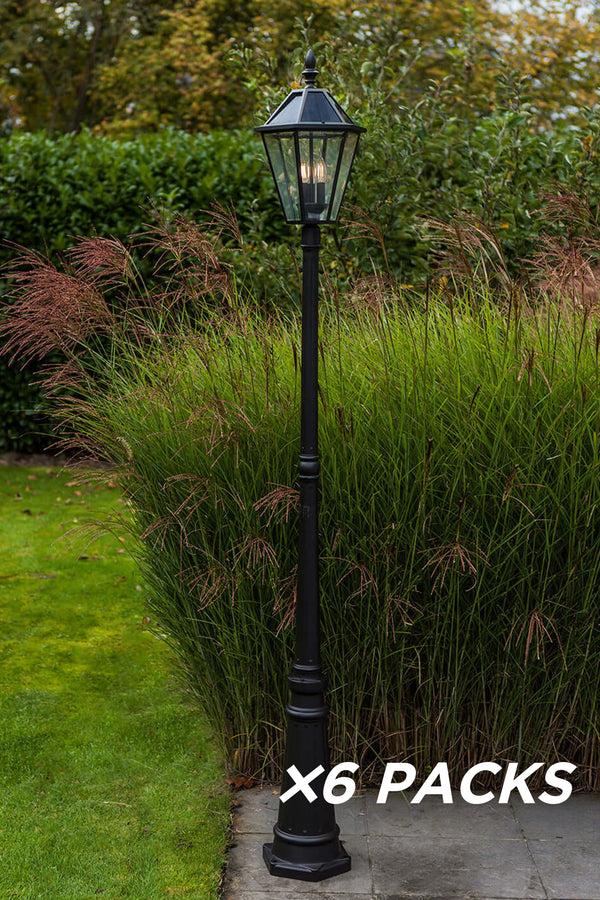 Lutec 6 Packs LUTEC-LONDON Single Head Die-Cast Aluminum LED Outdoor Solar Powered Street Light (Head & Pole) 300LM Up To 8hour Runtime 2700K