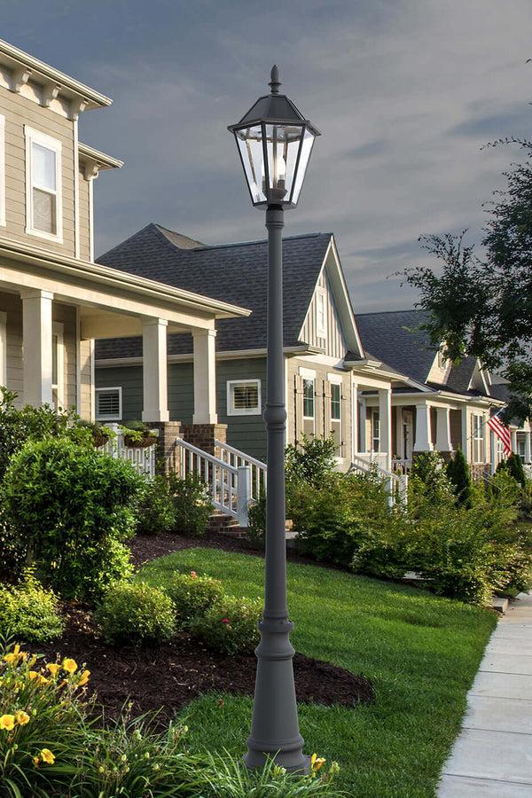 lutec 6 Packs LUTEC-LONDON Single Head Die-Cast Aluminum LED Outdoor Solar Powered Street Light (Head & Pole) 300LM Up To 8hour Runtime 2700K