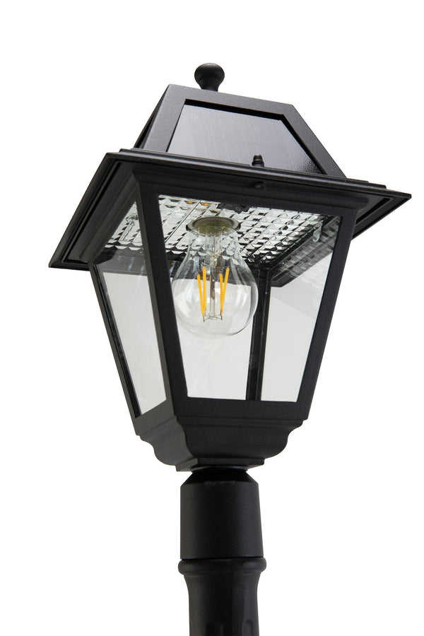 Lutec 6 Packs LUTEC- One-Trapezoid-Head Die-Cast Aluminum LED Outdoor Solar Street Light (Head & Pole) Dusk To Dawn. Black(Bulbs Included)