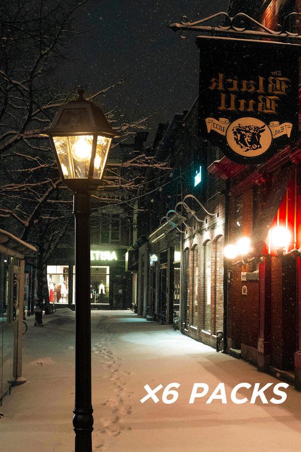 lutec 6 Packs LUTEC- One-Trapezoid-Head Die-Cast Aluminum LED Outdoor Solar Street Light (Head & Pole) Dusk to Dawn. Black(Bulbs Included)