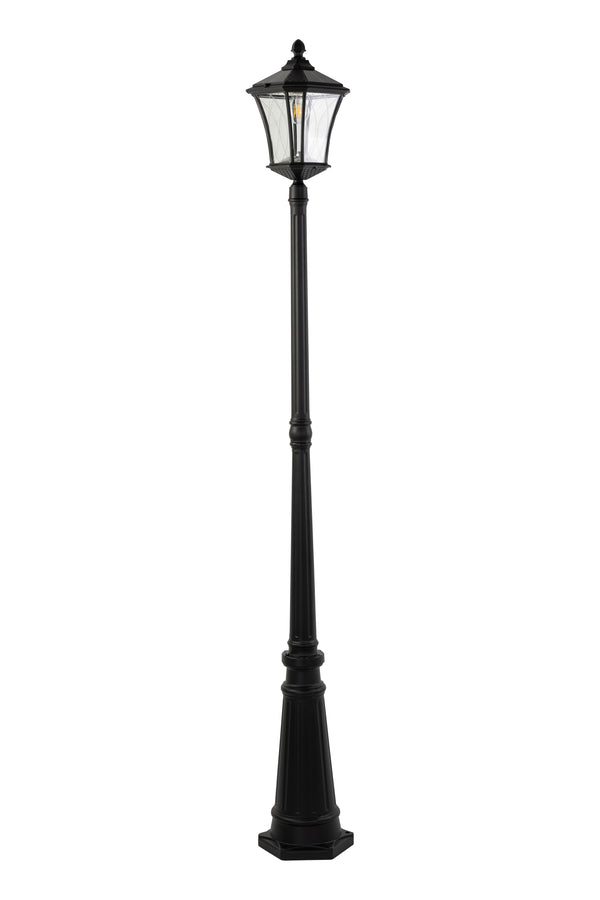 Lutec 6 Packs LUTEC-Single Head Outdoor Solar Post Light Dusk To Dawn 200LM 2700K 3.7V Up To 8hour Runtime Black(Head+Post) 6 Packs