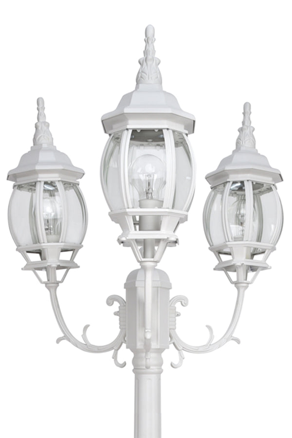 Lutec 6 PACKS LUTEC-VINTAGE 3-Head Die-Cast Aluminum LED Outdoor Hard Wired Street Light (Head & Pole) White