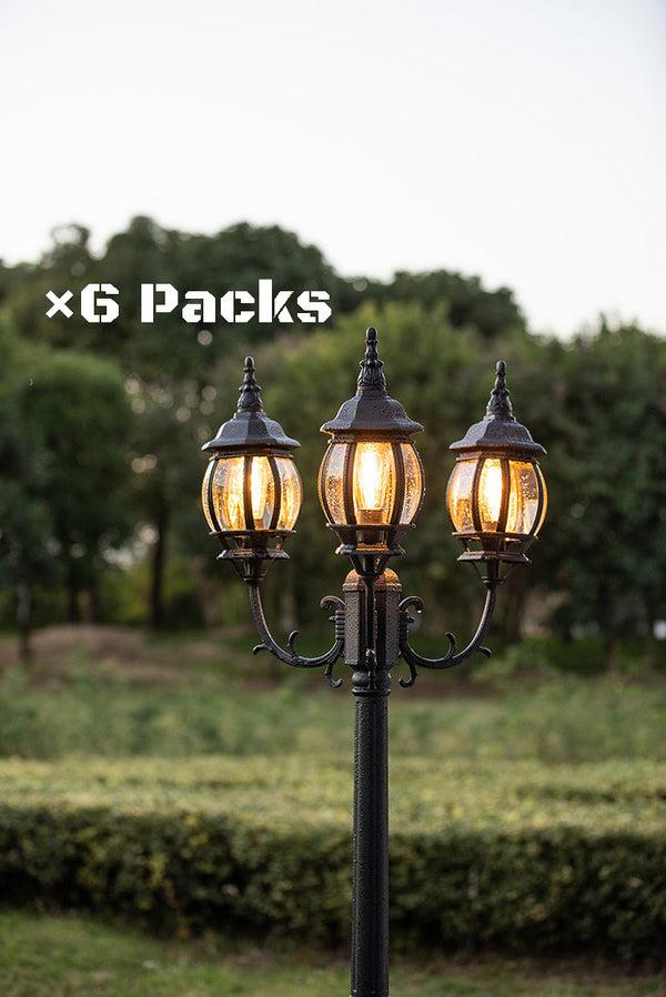 lutec 6 Packs LUTEC-VINTAGE 3-Head Die-Cast Aluminum LED Outdoor Hard Wired Street Light (Head & Pole)