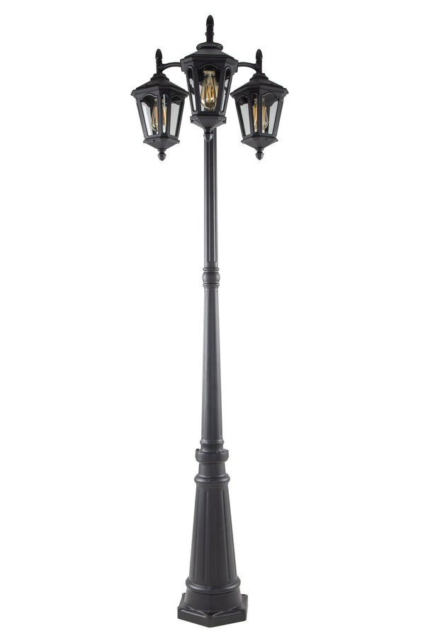Lutec 6 Packs LUTEC-VINTAGE OBLIQUE 3-Head Die-Cast Aluminum LED Outdoor Hard Wired Street Light (Head & Pole)