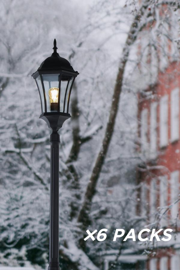 lutec 6 Packs LUTEC-VINTAGE One Head Die-Cast Aluminum LED Outdoor Hard Wired Street Light (Head & Pole)