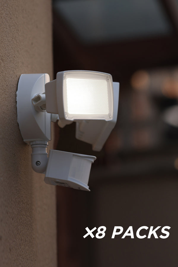 Lutec 8 PACKS LUTEC-ALDI 3500LM 5000K 38W LED 180°Motion Activated D2D Dual-Head Floodlight