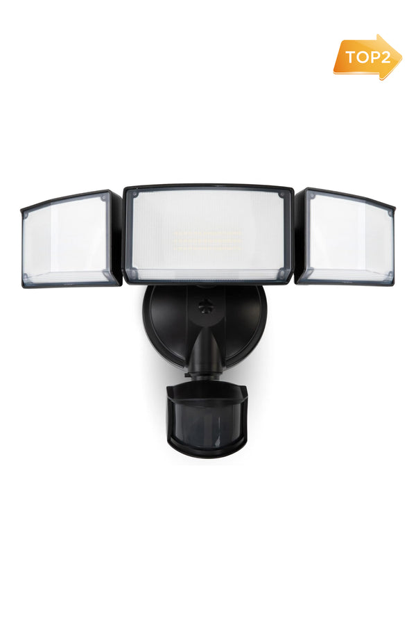Lutec 8 PACKS LUTEC-LED Security Lights With Motion Sensor 6300LM 5000K 72W With 3 Adjustable Heads LED Motion Sensor Light Dusk To Dawn Black