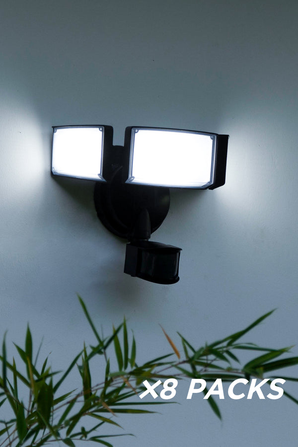 lutec 8 PACKS LUTEC-LED Security Lights with Motion Sensor 6300LM 5000K 72W with 3 Adjustable Heads LED Motion Sensor Light Dusk to Dawn Black