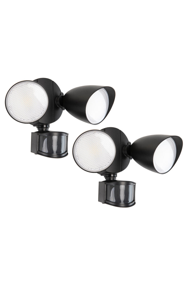 Lutec 8 PACKS LUTEC-Shrimp 2500LM 5000K 32W LED Motion Sensor D2D Dual-Head Floodlight Black