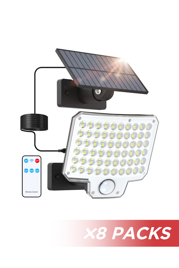 lutec 8Packs LUTEC Solar Lights Outdoor 240 LED 3000LM Solar Powered Motion Sensor Flood Lights with Remote Solar Flood Light with 3 Modes Security Lights with 16.4Ft Cable IP65 Waterproof for Yard