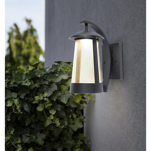 Lutec LUTEC 13.27-in H Matte Black Hardwired Integrated LED Outdoor Wall Light