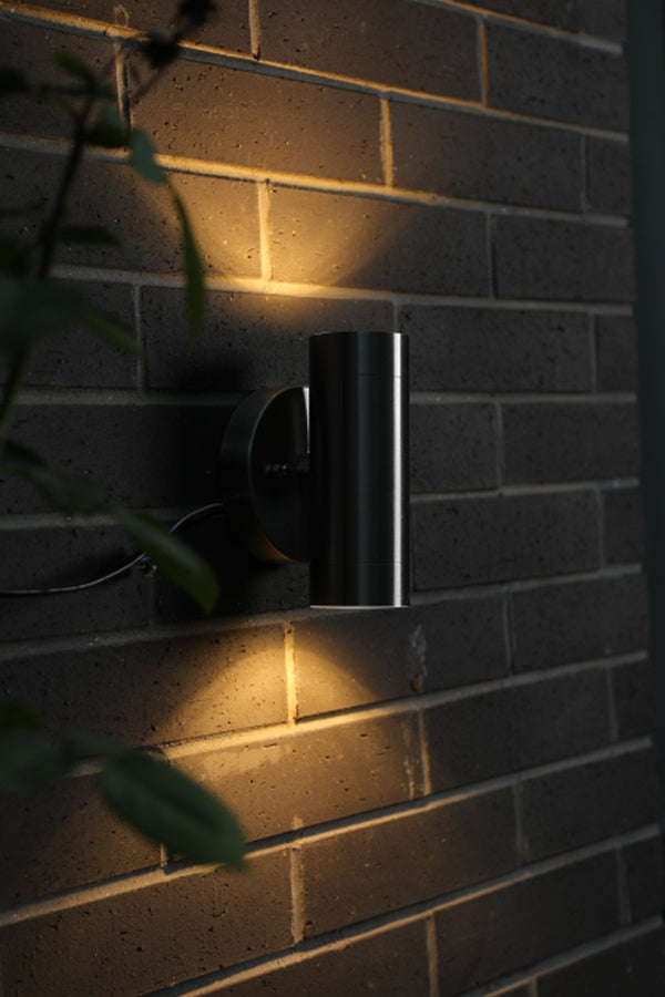 Lutec LUTEC - 2-Light Brushed Stainless Steel Outdoor Integrated LED Wall Lantern Sconce 3000K 11W 800LM Silver Integrated Outdoor Wall Light