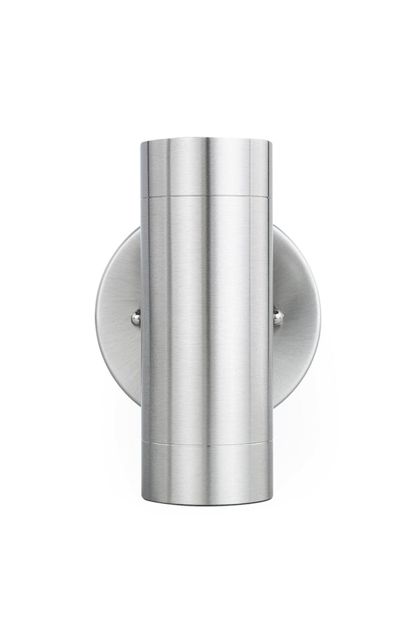 Lutec LUTEC - 2-Light Brushed Stainless Steel Outdoor Integrated LED Wall Lantern Sconce 3000K 11W 800LM Silver Integrated Outdoor Wall Light
