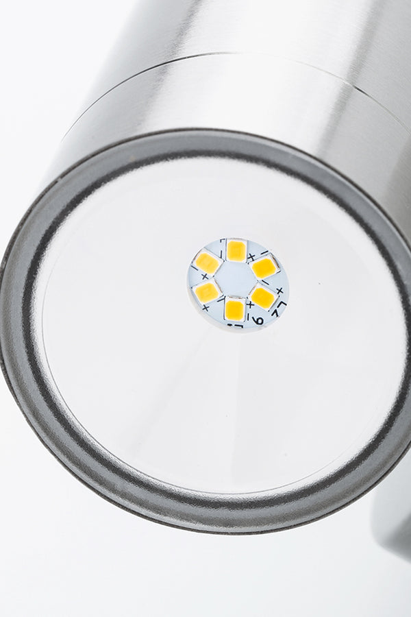Lutec LUTEC - 2-Light Brushed Stainless Steel Outdoor Integrated LED Wall Lantern Sconce 3000K 11W 800LM Silver Integrated Outdoor Wall Light