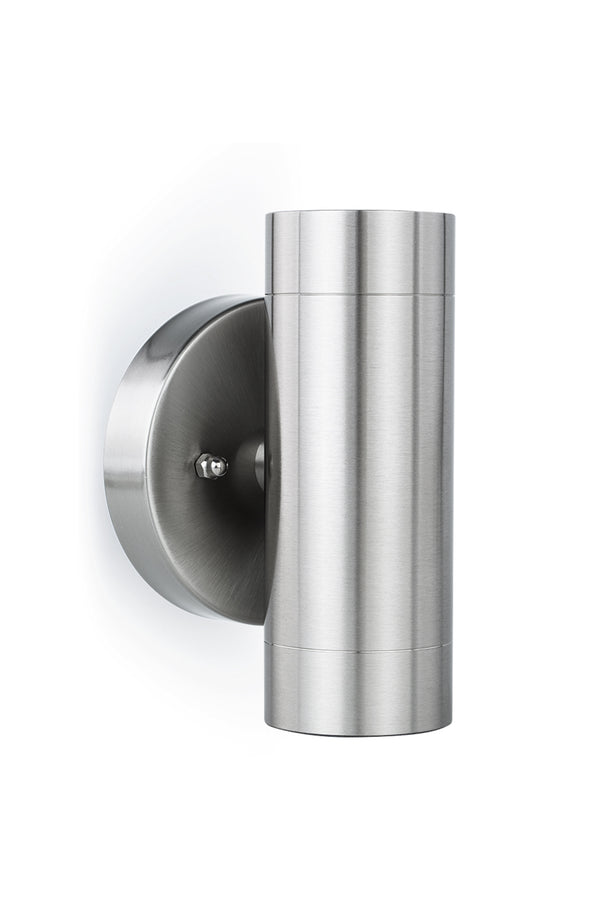 lutec LUTEC - 2-Light Brushed Stainless Steel Outdoor Integrated LED Wall Lantern Sconce 3000K 11W 800LM Silver Integrated Outdoor Wall Light