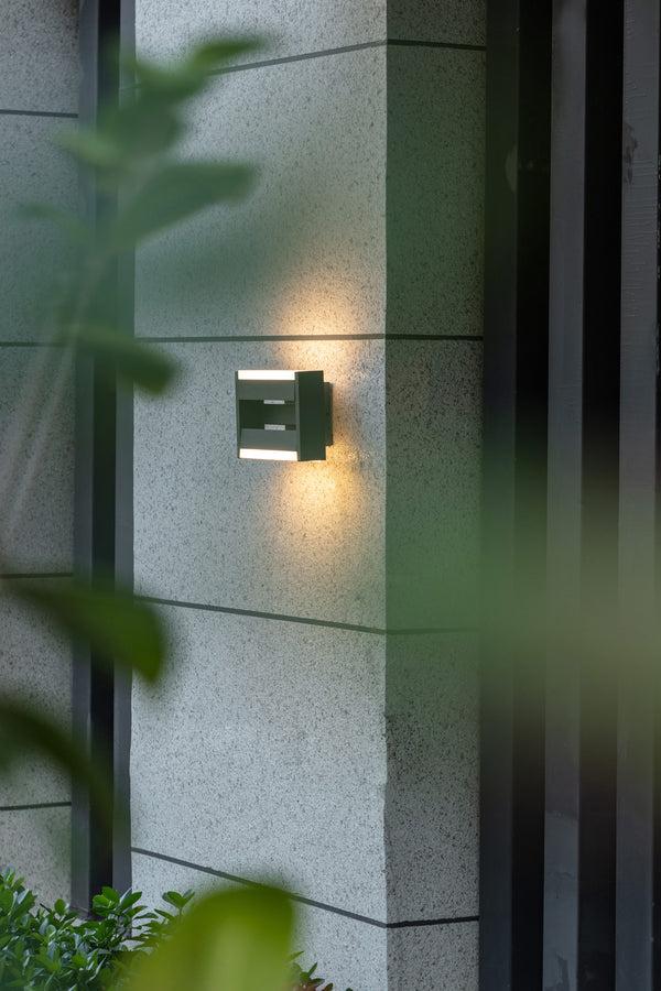 Lutec LUTEC 2-Light Dark Grey Outdoor Hardwired Wall Lantern Sconce Integrated LED Non Motion Sensing