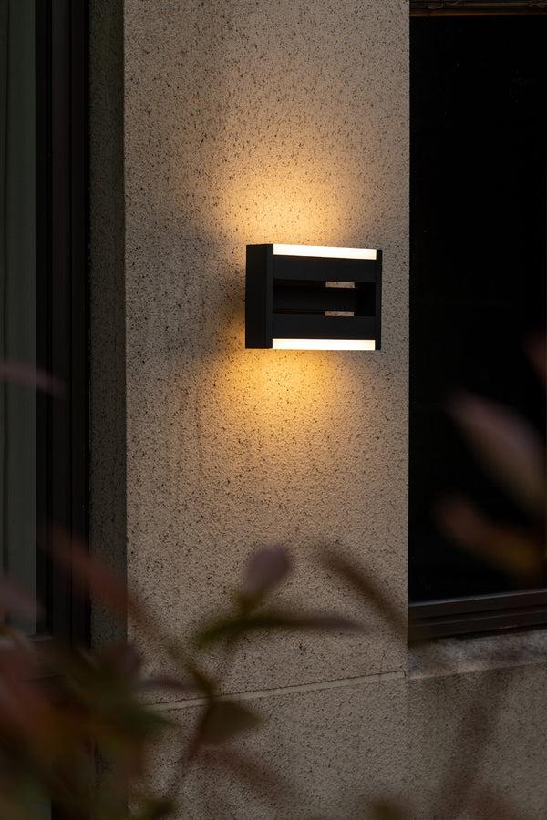Lutec LUTEC 2-Light Dark Grey Outdoor Hardwired Wall Lantern Sconce Integrated LED Non Motion Sensing