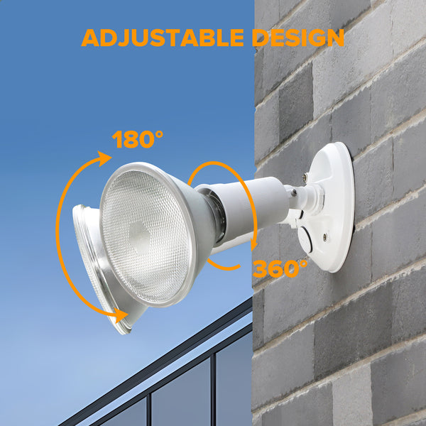 Lutec LUTEC 2 Pack Adjustable Twin Par Holder Outdoor Flood Lights Switch Controlled Security Lights Floodlights Fixture Waterproof Exterior Max 300 Watt Par38 Flood Light For Garage Yard Porch-White