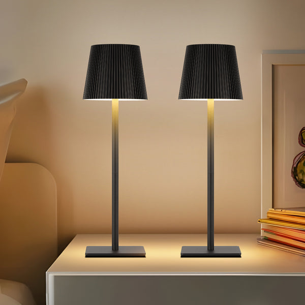Lutec LUTEC 2 Pack Cordless Table Lamp 6000mAh Rechargeable Battery Operated Desk Lamp Two Adjustable Heights Waterproof Touch Control & 3 Color Stepless Dimming For Restaurant/Bedroom/Bars/Outdoor (Black)
