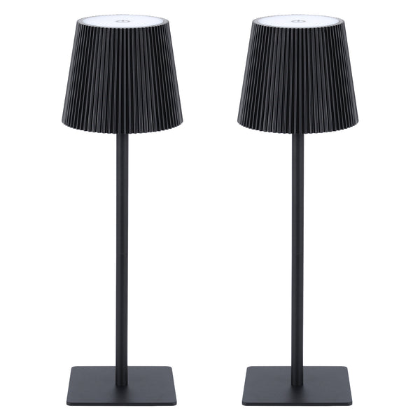 lutec LUTEC 2 Pack Cordless Table Lamp 6000mAh Rechargeable Battery Operated Desk Lamp Two Adjustable Heights Waterproof Touch Control & 3 Color Stepless Dimming for Restaurant/Bedroom/Bars/Outdoor (Black)