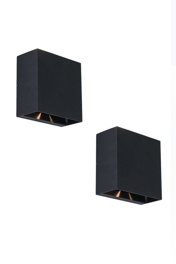 lutec LUTEC-2 Packs LED Up & Down Modern Wall Light 10W 3000K Warm White Adjustable Exterior Bedroom-Black