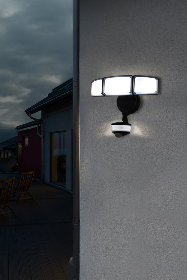 Lutec LUTEC-74W 7000 Lumen Motion Sensor Outdoor Lights 5000K Daylight IP65 Waterproof Flood Lights Outdoor With Night Light Dusk To Dawn Motion Detector Security Lights For Outside Garage Yard-Black