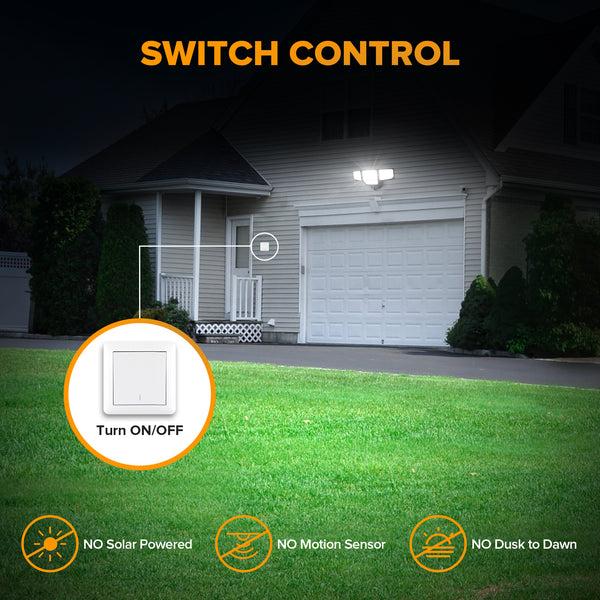 Lutec LUTEC 80W 9000LM Flood Lights Outdoor Switch Controlled LED Security Lights With 4 Heads IP65 Waterproof 5000K Daylight For Garage Yard Patio (Black)
