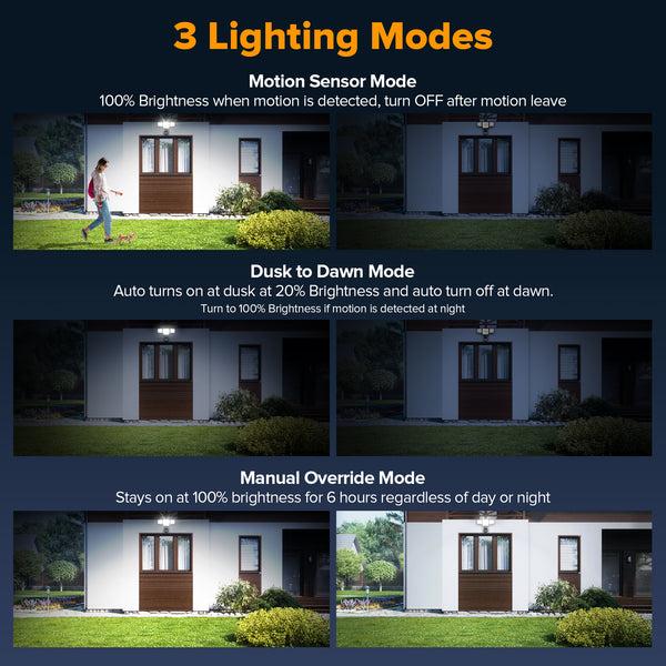 Lutec LUTEC 80W 9000LM LED Security Lights Motion Sensor Outdoor Lights 4 Head LED Flood Lights Outdoor 5000K Daylight IP65 Waterproof Motion Detected Lights For Outside House Garage Yard (Black)