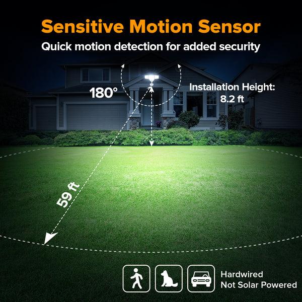 Lutec LUTEC 84W 9500LM LED Security Lights Motion Sensor Outdoor Lights With Night Light 4 Head LED Flood Lights Outdoor 5000K Daylight IP65 Waterproof Motion Detected Lights For Outside (White)