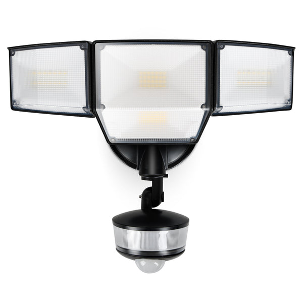 lutec LUTEC 84W 9500LM LED Security Lights Motion Sensor Outdoor Lights with Night Light 4 Head LED Flood Lights Outdoor 5000K Daylight IP65 Waterproof Motion Detected Lights for Outside (Black)