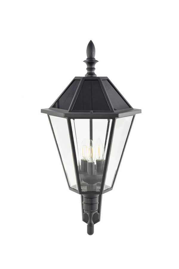 Lutec LUTEC - Black Solar Outdoor Wall Light Clear Glass Shades Dusk To Dawn 6W 300LM 2700K Warm White Black