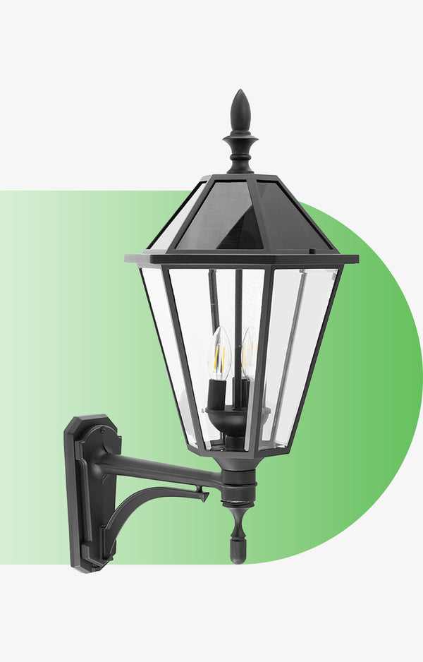 lutec LUTEC - Black Solar Outdoor Wall Light Clear Glass Shades Dusk to Dawn 6W 300LM 2700K Warm White Black lutec LUTEC - Black Solar Outdoor Wall Light Clear Glass Shades Dusk to Dawn 6W 300LM 2700K Warm White Black