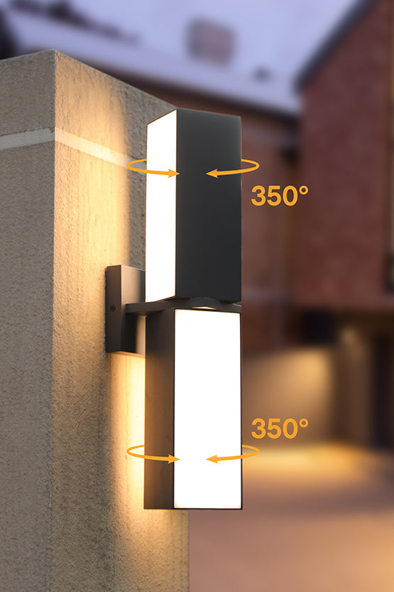 Lutec LUTEC-CUBA LED Outdoor Up & Down 350°Rotational Wall Sconce 27W 3000K 2000LM Grey