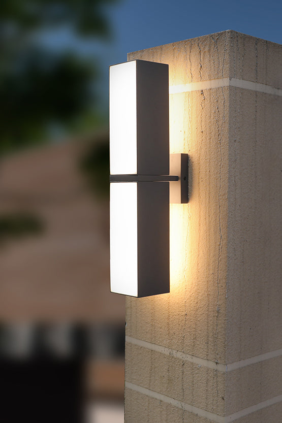 lutec LUTEC-CUBA LED Outdoor Up & Down 350°Rotational Wall Sconce 27W 3000K 2000LM Grey