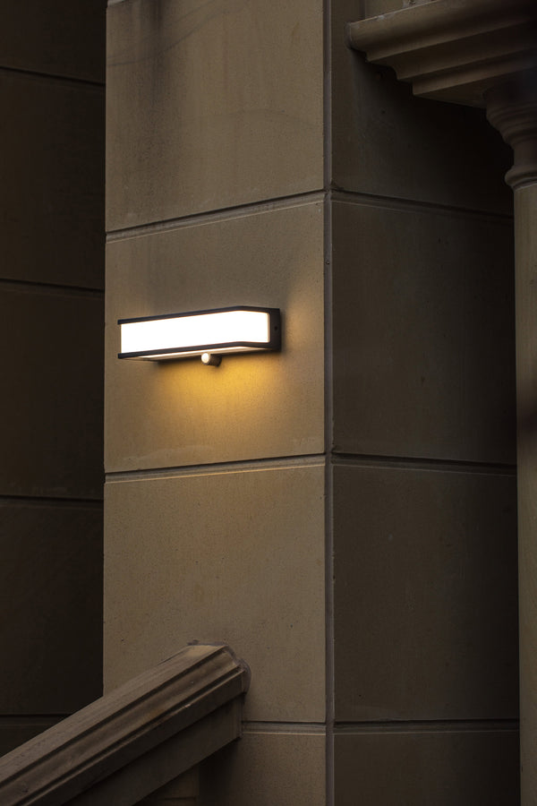 Lutec LUTEC - Doblo Outdoor Rectangular Motion Sensor Solar Wall Light 16.5W 1800LM 4000K Aluminum Anti-Rust Waterproof For Porch Patio And Garden-Dark Grey